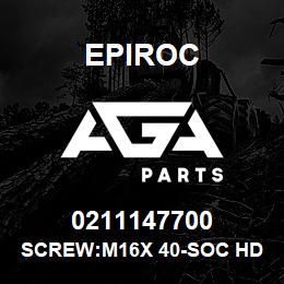 0211147700 Epiroc SCREW:M16X 40-SOC HD CAP, STL | AGA Parts