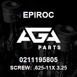 0211195805 Epiroc SCREW: .625-11X 3.25L SOC HD C | AGA Parts