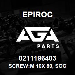 0211196403 Epiroc SCREW:M 10X 80, SOC HD CAP, STL | AGA Parts