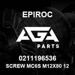 0211196536 Epiroc SCREW MC6S M12X80 12.9-SBC 410 | AGA Parts