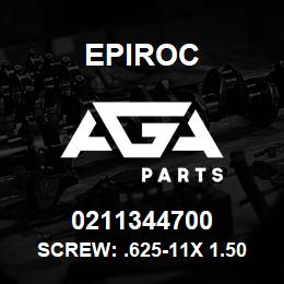 0211344700 Epiroc SCREW: .625-11X 1.50L SOC HD C | AGA Parts