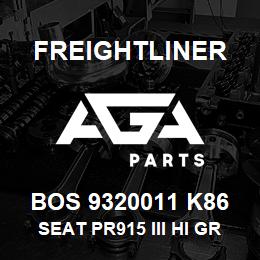 BOS 9320011 K86 Freightliner SEAT PR915 III HI GRY TITAN R&L ARM BEL | AGA Parts