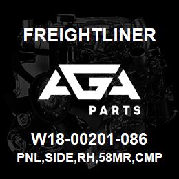 W18-00201-086 Freightliner PNL,SIDE,RH,58MR,CMP | AGA Parts