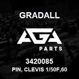 3420085 Gradall PIN, CLEVIS 1/50F,60F | AGA Parts