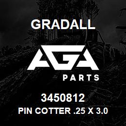 3450812 Gradall PIN COTTER .25 X 3.00 | AGA Parts