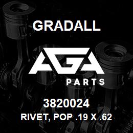 3820024 Gradall RIVET, POP .19 X .62 ALUM | AGA Parts