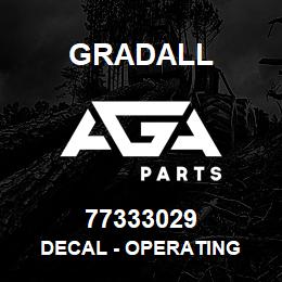 77333029 Gradall DECAL - OPERATING | AGA Parts