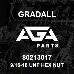 80213017 Gradall 9/16-18 UNF HEX NUT | AGA Parts