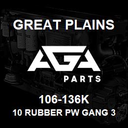 106-136K Great Plains 10 RUBBER PW GANG 3 X 16 | AGA Parts