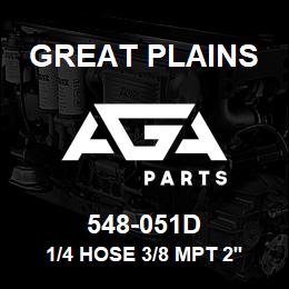 548-051D Great Plains 1/4 HOSE 3/8 MPT 2'6 LONG | AGA Parts