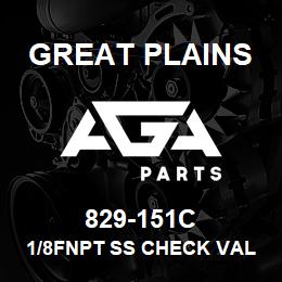 829-151C Great Plains 1/8FNPT SS CHECK VALVE 7PSI | AGA Parts