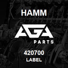 420700 Hamm LABEL | AGA Parts