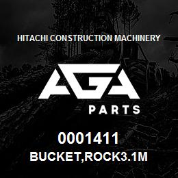0001411 Hitachi Construction Machinery BUCKET,ROCK3.1M | AGA Parts