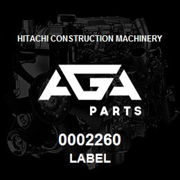 0002260 Hitachi Construction Machinery Label | AGA Parts
