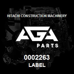 0002263 Hitachi Construction Machinery Label | AGA Parts