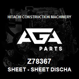 Z78367 Hitachi Construction Machinery Sheet - SHEET DISCHARGE BEATER LH | AGA Parts