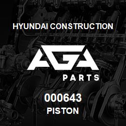 000643 Hyundai Construction PISTON | AGA Parts