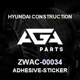 ZWAC-00034 Hyundai Construction ADHESIVE-STICKER | AGA Parts