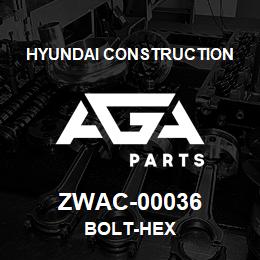 ZWAC-00036 Hyundai Construction BOLT-HEX | AGA Parts