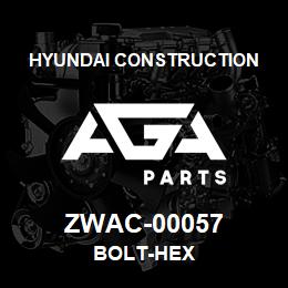 ZWAC-00057 Hyundai Construction BOLT-HEX | AGA Parts