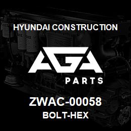 ZWAC-00058 Hyundai Construction BOLT-HEX | AGA Parts