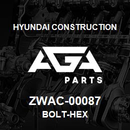 ZWAC-00087 Hyundai Construction BOLT-HEX | AGA Parts