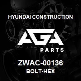 ZWAC-00136 Hyundai Construction BOLT-HEX | AGA Parts