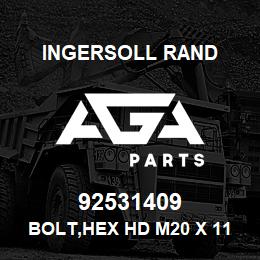 92531409 Ingersoll Rand BOLT,HEX HD M20 X 110 - M20 X 110 | AGA Parts