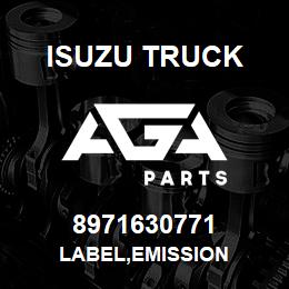 8971630771 Isuzu Truck LABEL,EMISSION | AGA Parts