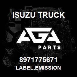 8971775671 Isuzu Truck LABEL,EMISSION | AGA Parts