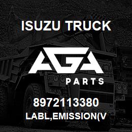 8972113380 Isuzu Truck LABL,EMISSION(V | AGA Parts