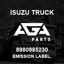 8980985230 Isuzu Truck EMISSION LABEL, | AGA Parts