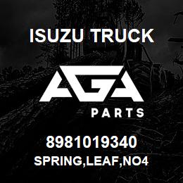 8981019340 Isuzu Truck SPRING,LEAF,NO4 | AGA Parts