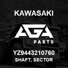 YZ9443210760 Kawasaki SHAFT, SECTOR | AGA Parts