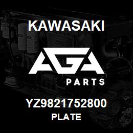 YZ9821752800 Kawasaki PLATE | AGA Parts