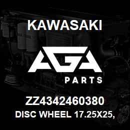 ZZ4342460380 Kawasaki DISC WHEEL 17.25X25, 65ZIII | AGA Parts