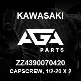 ZZ4390070420 Kawasaki CAPSCREW, 1/2-20 X 2 HEX | AGA Parts