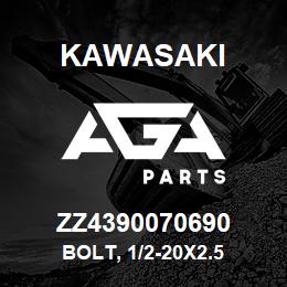 ZZ4390070690 Kawasaki BOLT, 1/2-20X2.5 | AGA Parts