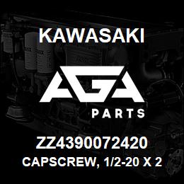 ZZ4390072420 Kawasaki CAPSCREW, 1/2-20 X 2-1/2 HEX | AGA Parts