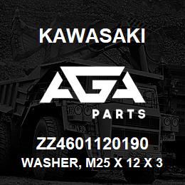 ZZ4601120190 Kawasaki WASHER, M25 X 12 X 3 FLAT ZINC | AGA Parts