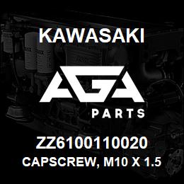 ZZ6100110020 Kawasaki CAPSCREW, M10 X 1.5 X 20 HEX | AGA Parts