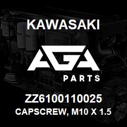 ZZ6100110025 Kawasaki CAPSCREW, M10 X 1.5 X 25 HEX | AGA Parts