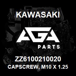 ZZ6100210020 Kawasaki CAPSCREW, M10 X 1.25 X 20 HEX | AGA Parts