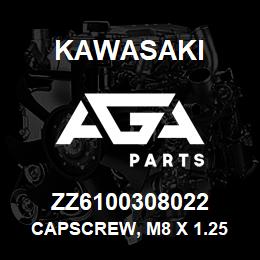 ZZ6100308022 Kawasaki CAPSCREW, M8 X 1.25 X 22 HEX | AGA Parts