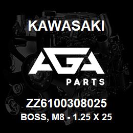 ZZ6100308025 Kawasaki BOSS, M8 - 1.25 X 25 HHCS 8.8 | AGA Parts