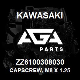 ZZ6100308030 Kawasaki CAPSCREW, M8 X 1.25 X 30 115Z7 | AGA Parts