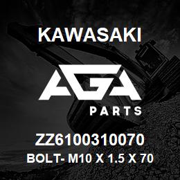 ZZ6100310070 Kawasaki BOLT- M10 X 1.5 X 70 | AGA Parts