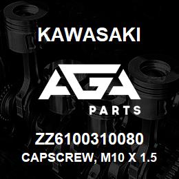 ZZ6100310080 Kawasaki CAPSCREW, M10 X 1.5 X 80 HEX | AGA Parts