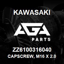 ZZ6100316040 Kawasaki CAPSCREW, M16 X 2.0 X 40 HEX | AGA Parts