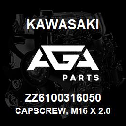 ZZ6100316050 Kawasaki CAPSCREW, M16 X 2.0 X 50 HEX | AGA Parts